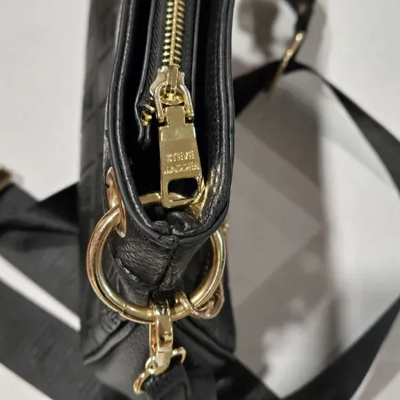 Steve Madden BCARRIE Crossbody Bag - Black Checkerboard Embossed Logo - Picture 6 of 12